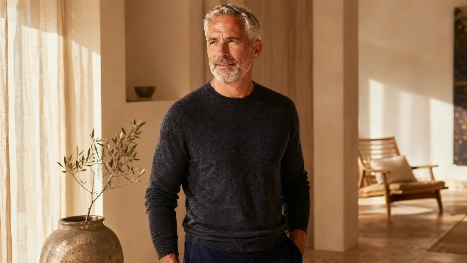 A man at ease in a sun-lit room — Allure RT MX stem cell therapy patient