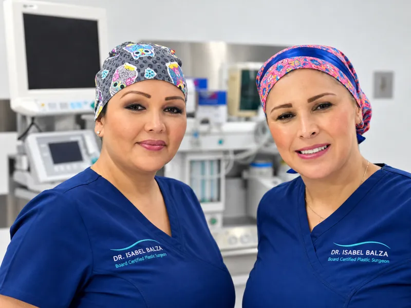 Surgical assistants Laura Valdez (left) and Vicky Rodriguez (right) in the operating room